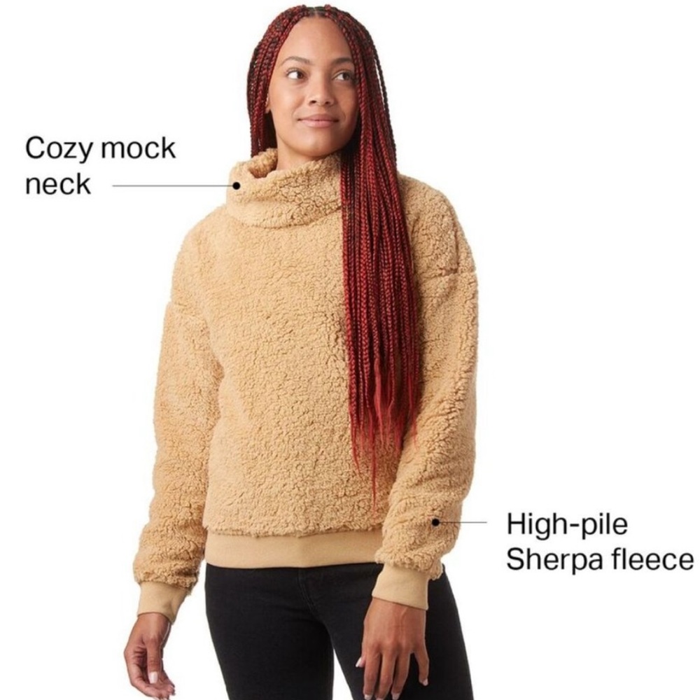Backcountry Sherwood Mock Neck Sherpa Pullover Sweater polyester golden tan